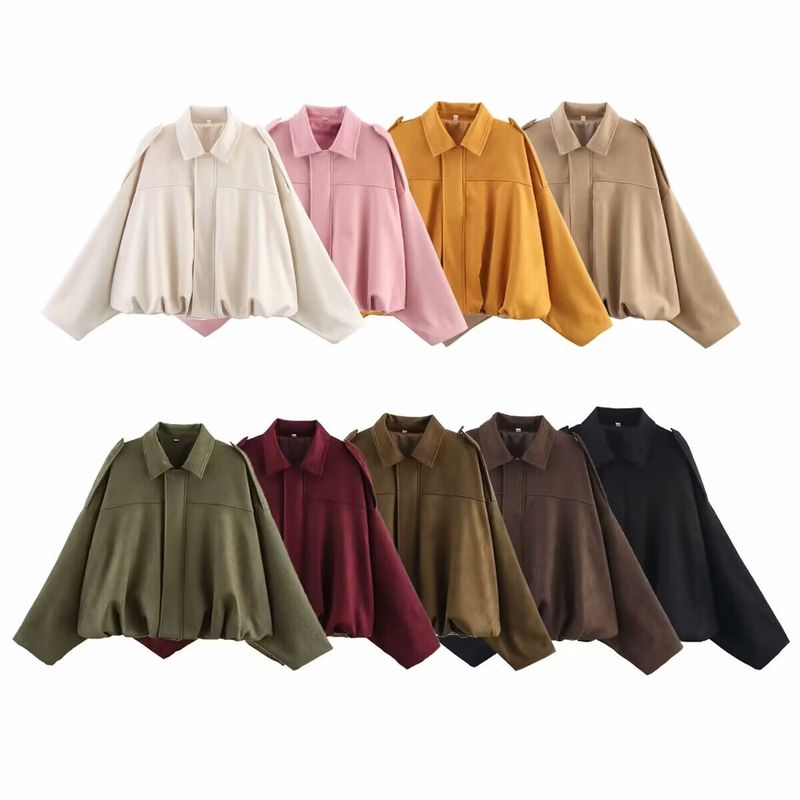 Women's Clothing Fashion Bomber Jacket With Batwing Sleeves - Stylish Zip-Up Casual Top For Spring (Multiple Colors & Sizes)_voghion.com