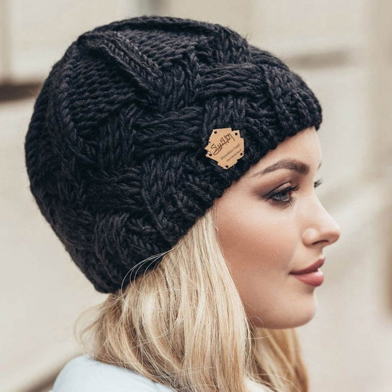 Neue Wintermütze für Frauen, gestrickt, Korea-Mütze, Thic Sullies-Hut, Herbst, im Freien, warme Streetwear-Caps, Rot, Schwarz, Weiß_voghion.com