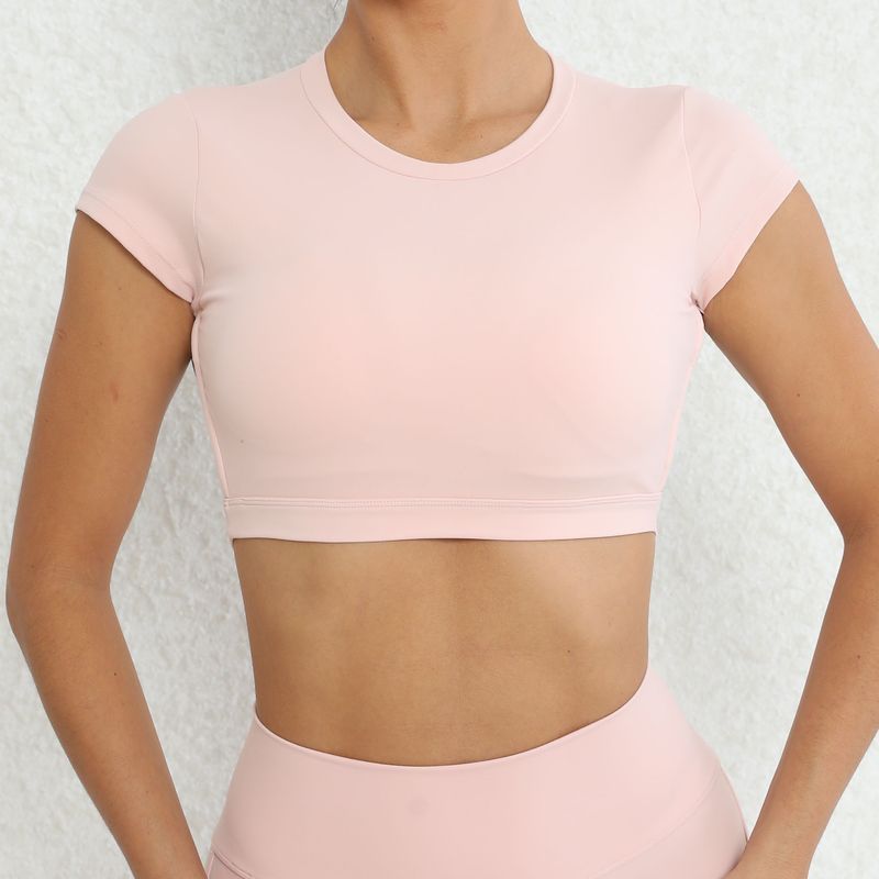 Yoga-T-Shirt mit Brustkissen, ausgehöhlter, schöner Rücken, sexy Yoga-Kleidung zum Draußentragen, Fitness-Top für Frauen_voghion.com