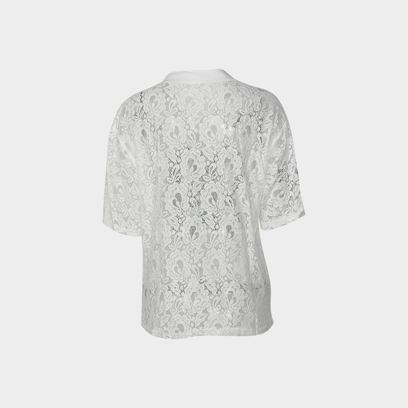 New European And American Cross Border Foreign Trade Fashion Loose V Neck Casual Short Sleeved Sports Style Lace T Shirt Contrast Color Printing Top_voghion.com
