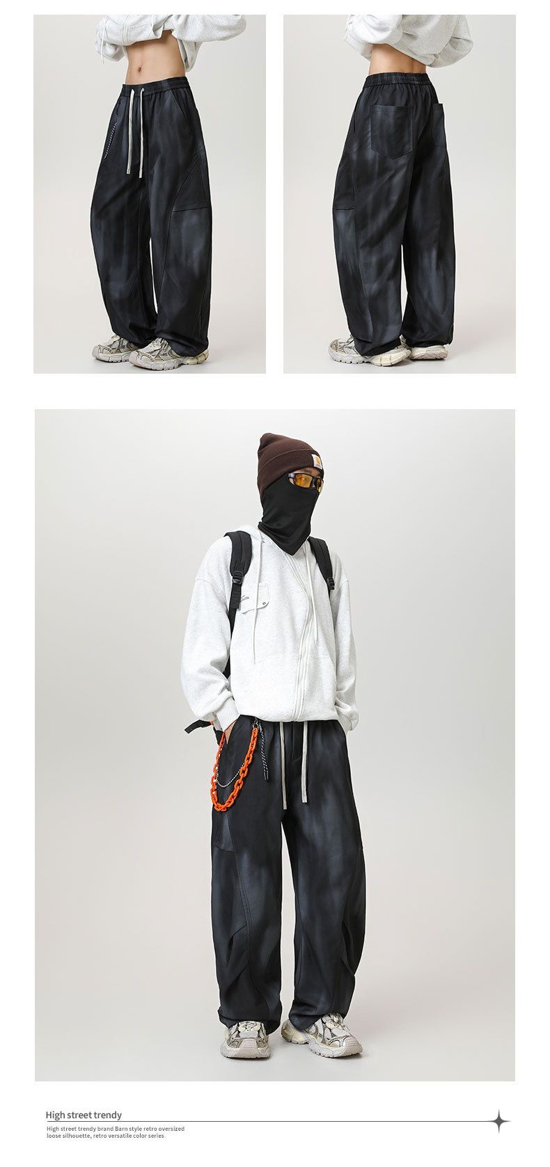 001 Cross-Border High Street American Style Trendy Paratrooper Long Functional Cargo Men's Outdoor Oversized Retro Gradient_voghion.com