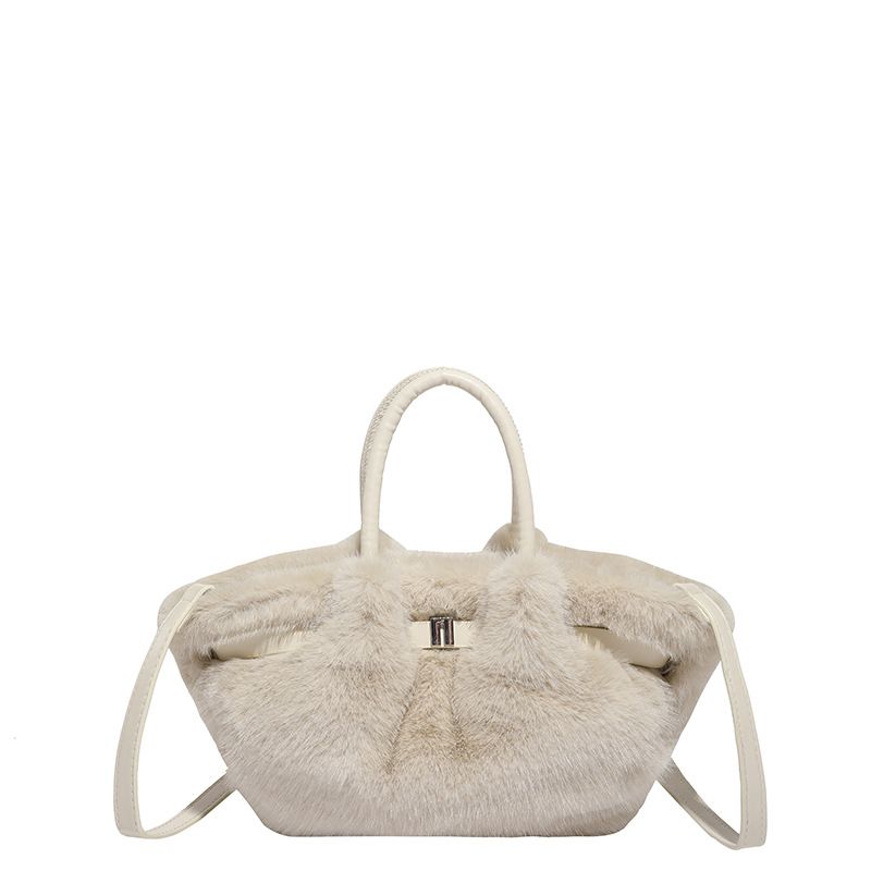 Borsa a tracolla semplice e personalizzata, nuova borsa a secchiello in peluche casual da donna, autunno 2025_voghion.com