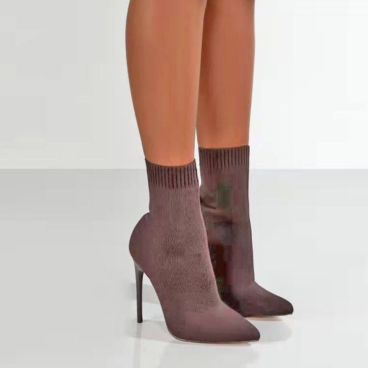 Plus Size Shoes Women's Stretch Knit Over-the-Knee Boots With Pointed Toe And High Heel For Autumn Winter Flyknit Elastic Wool Slip On Peep Toe_voghion.com