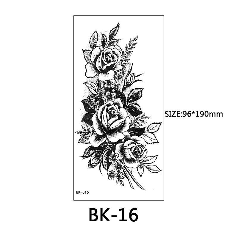 Adesivi esclusivi per tatuaggi con fiori a schizzo Adesivi per tatuaggi con fiori a schizzo Tatuaggio con fiori in bianco e nero_voghion.com
