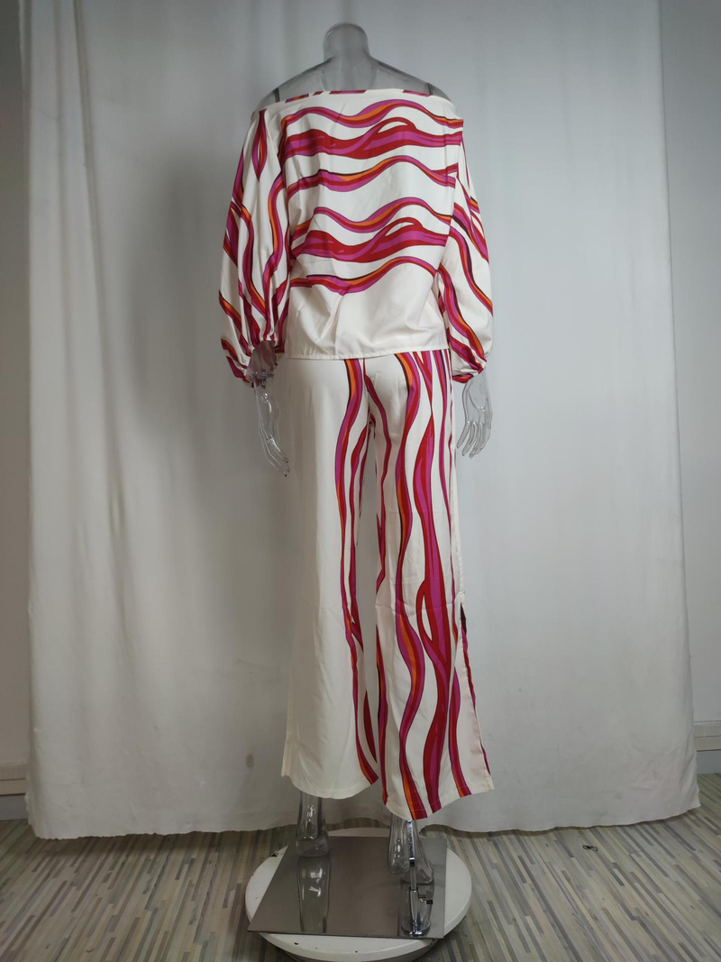 Vêtements d'été pour femmes, nouveaux vêtements imprimés décontractés, hauts amples, pantalons longs à jambes larges, costumes à la mode, costumes deux pièces_voghion.com