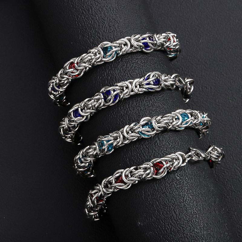 Edelstahlarmband mit Perlenclip im Hip-Hop-Design, lichtechter Schmuck, Handaccessoires für Herren aus Titanstahl_voghion.com