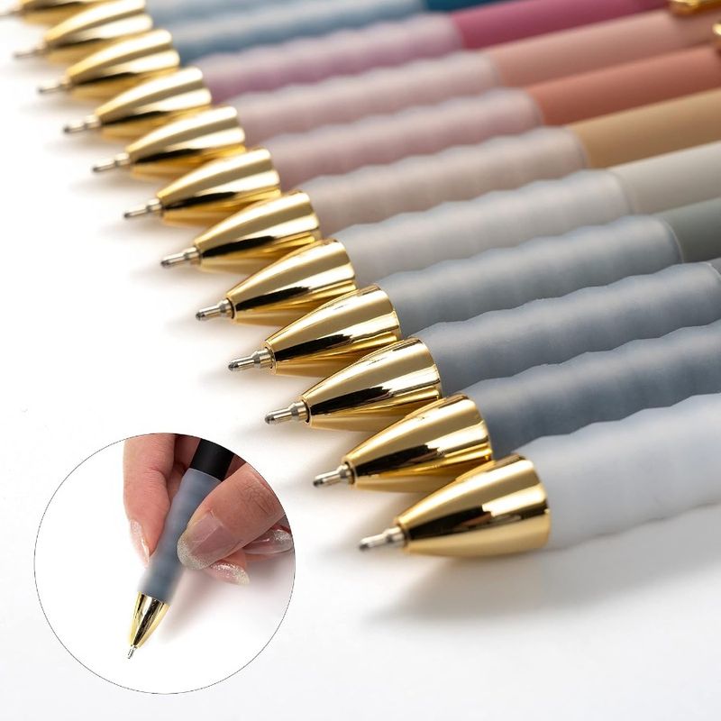 Penna a sfera nera, punta media da 1 mm, con impugnatura super morbida, penna a sfera per uomo e donna, penne a scatto_voghion.com