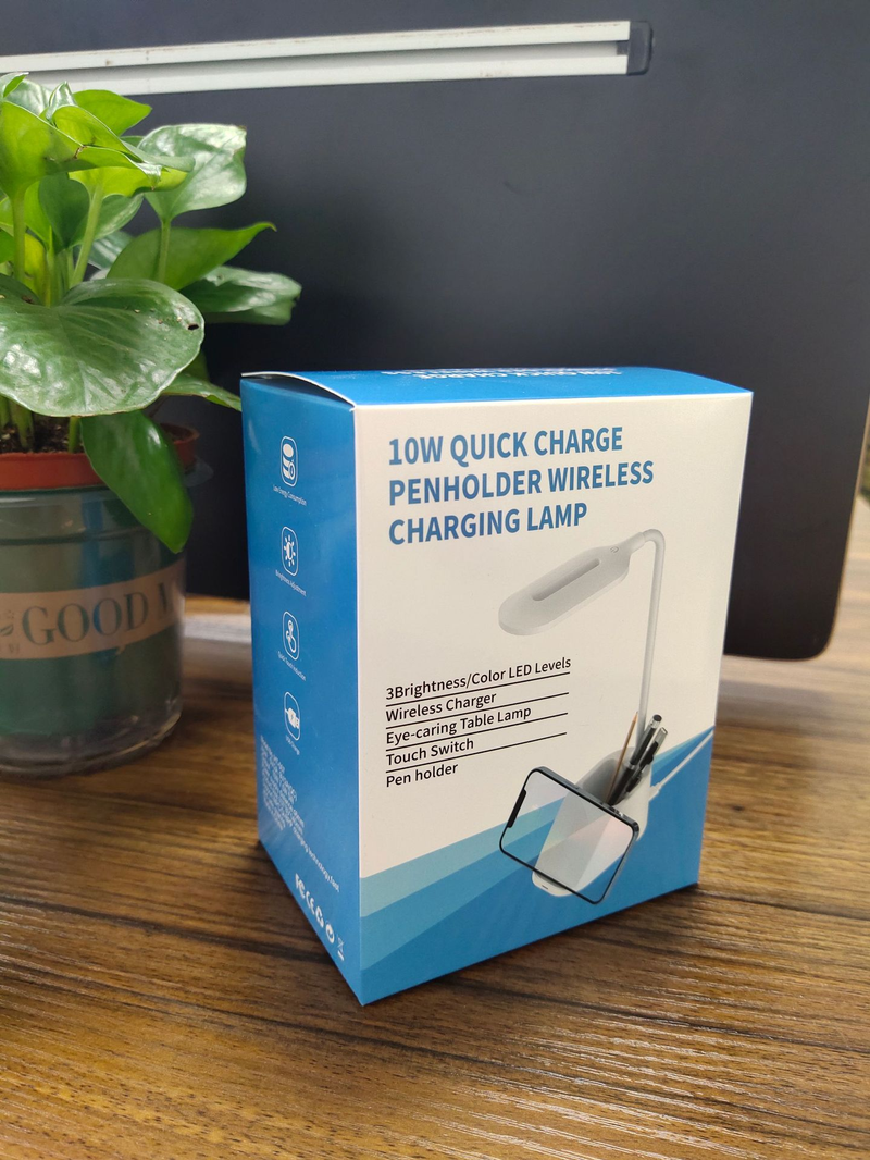 Pen holder stand table lamp wireless charger 15W fast charge learning special eye protection lamp gift logo_voghion.com