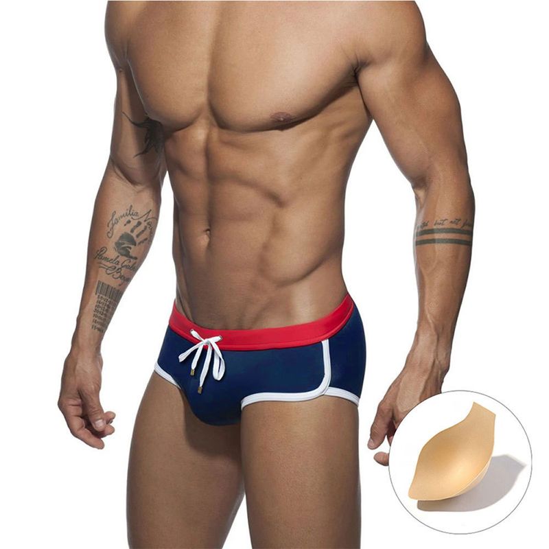 Maillot de bain sexy uni pour homme UXH avec bonnet, short de plage triangulaire tridimensionnel simple à séchage rapide_voghion.com