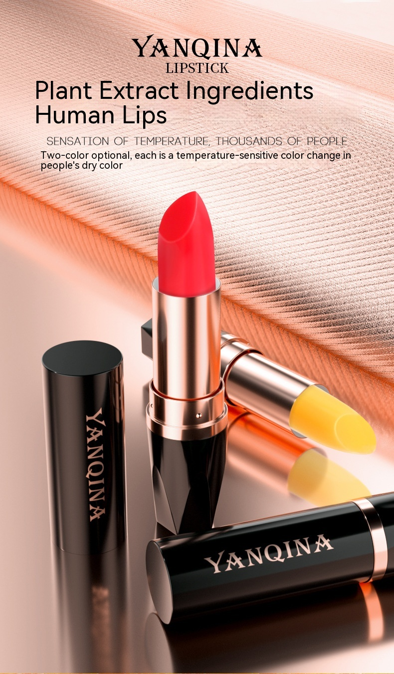 YANQINA carotene red cherry color changing moisturizing, fading, non staining cup waterproof lipstick_voghion.com