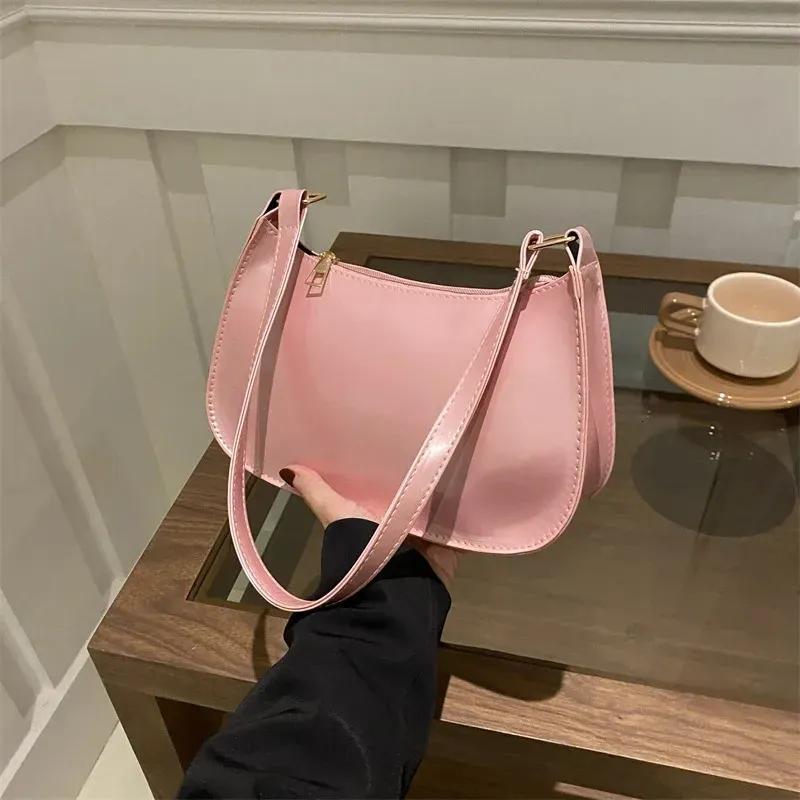 Retro Solid Color PU Leather Shoulder Underarm Bag Womens Fashion Handbags Casual Hobos Purses And Handbag Ladies Hand_voghion.com