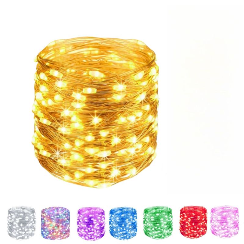 Solar-Lichterkette mit 8 Modi, wasserdicht IP65, Fernbedienung, für Garten, Terrasse, Außendekoration (7 m/50 LEDs, warmweiß und mehrfarbig)_voghion.com