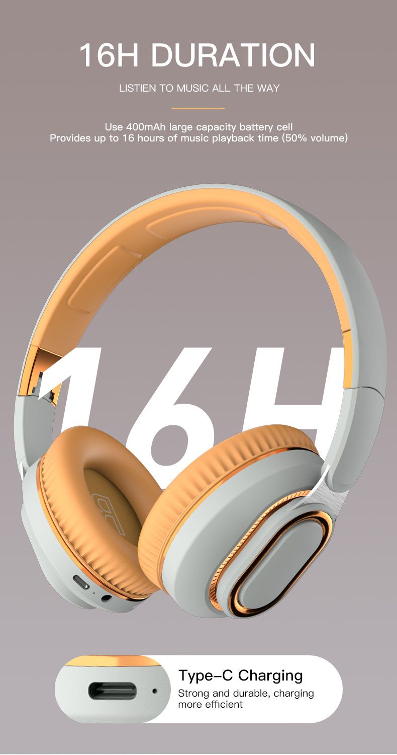 Nuove cuffie, bassi potenti, grandi paraorecchie, alta qualità del suono, cuffie Bluetooth, batteria a lunga durata_voghion.com