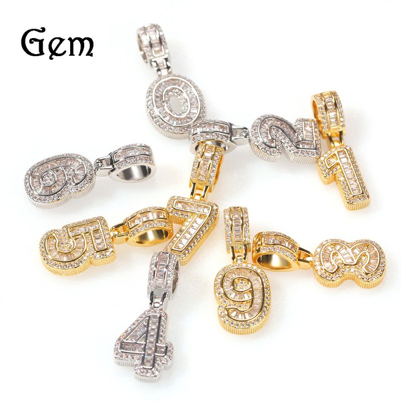 Nouveau pendentif en zircon style hip-hop numérique « Ice Sugar », design alternatif et tendance, pour colliers et accessoires de personnalisation._voghion.com