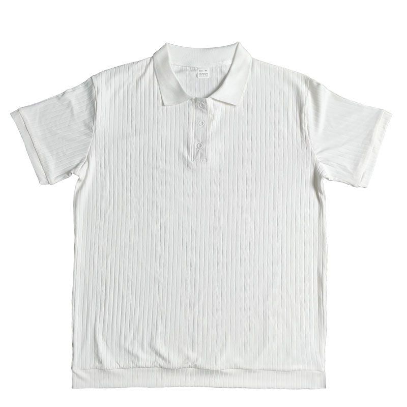 Polo Henley de punto a rayas con cuello vuelto para hombre, camiseta informal holgada, novedad de 2024_voghion.com