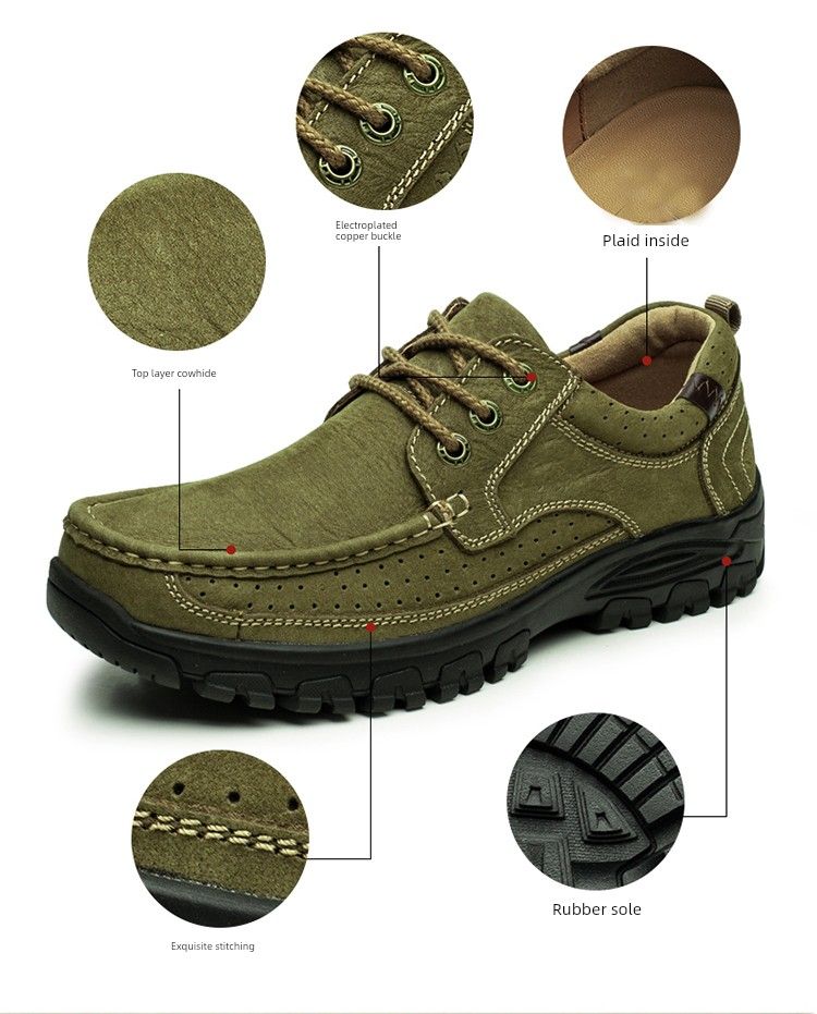 Genuine Leather Spring And Autumn Leisure Camel Shoes For Men_voghion.com