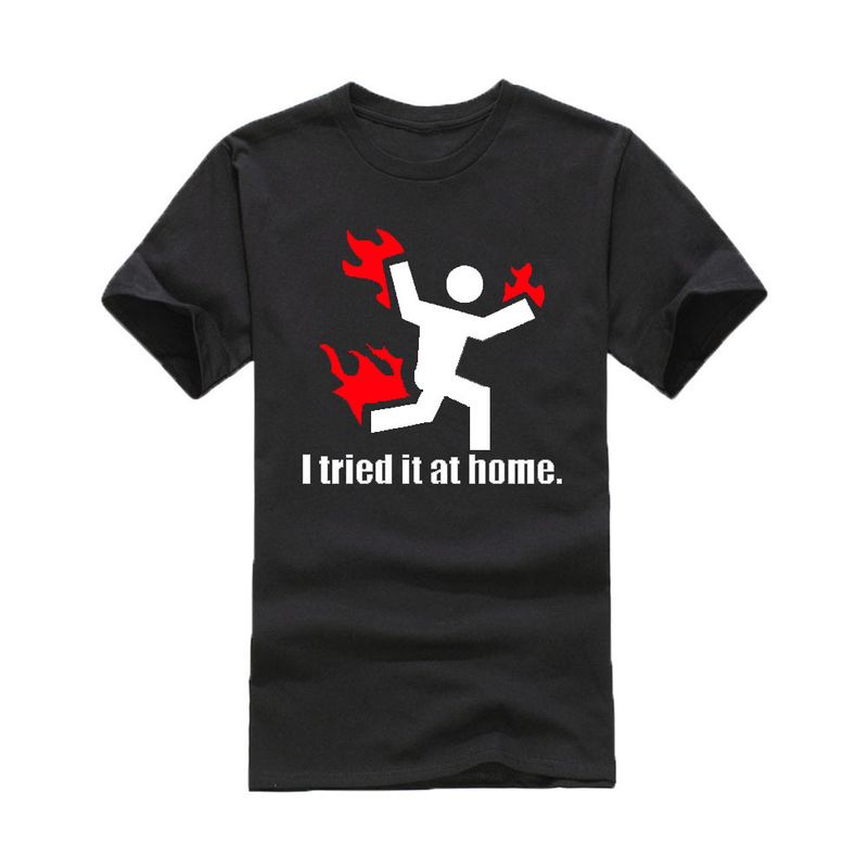 Flame Man American Academy Style Casual Funny Plus Size European Version T-Shirt_voghion.com