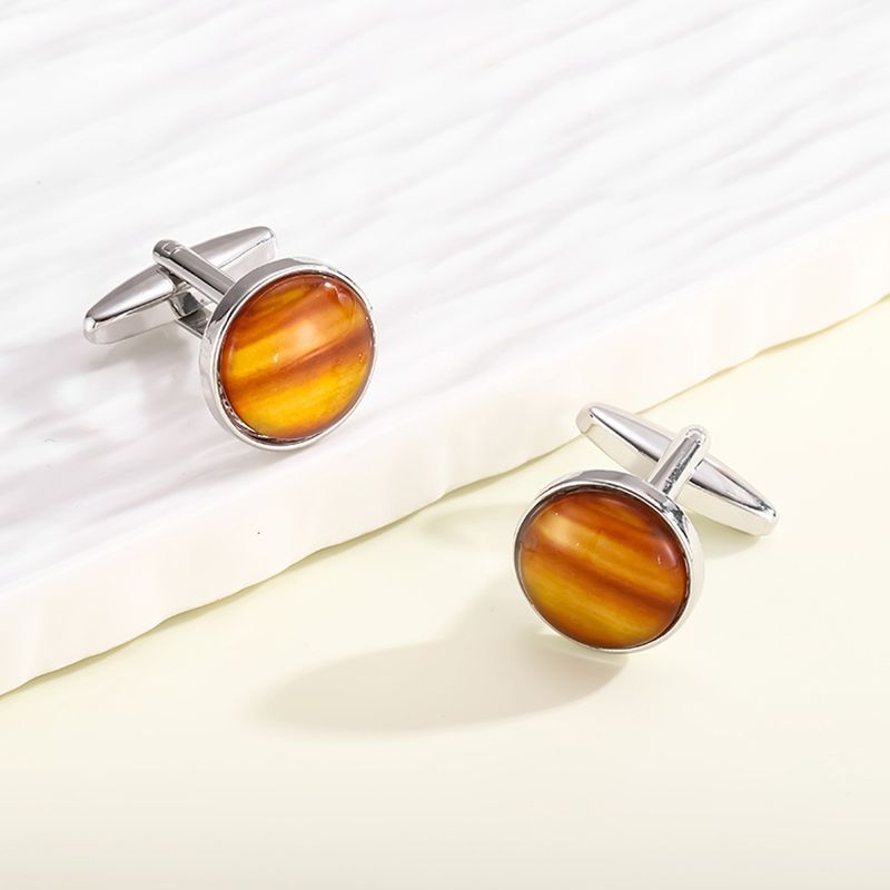 new round diamond crystal men's business cufflinks shirt cuff nails banquet alloy metal_voghion.com