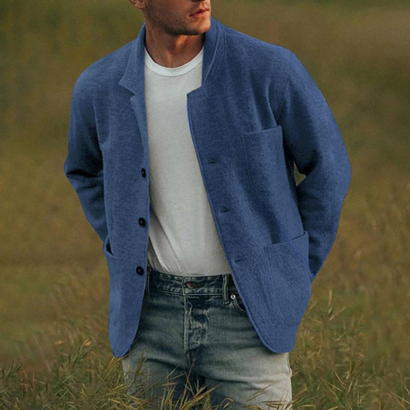 Herrenbekleidung Einfarbiger Trend Modejacke Freizeitmantel_voghion.com