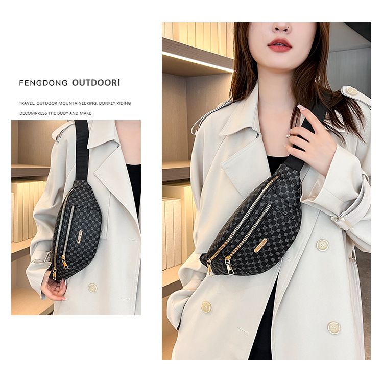 Τσάντα στήθους μέσης με στάμπα μόδας, γυναικεία τσάντα ώμου με στάμπα, για υπαίθριες δραστηριότητες, αθλητικές δραστηριότητες, τσάντα χιαστί μονού ώμου, πολυλειτουργική γυναικεία τσάντα_voghion.com