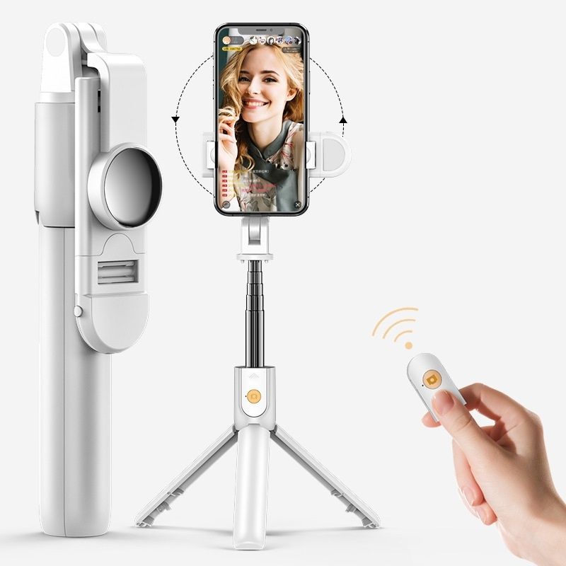 Mobile Phone Bluetooth Selfie Stick Live Bracket, Specification: K10S (With Fill Light White)_voghion.com