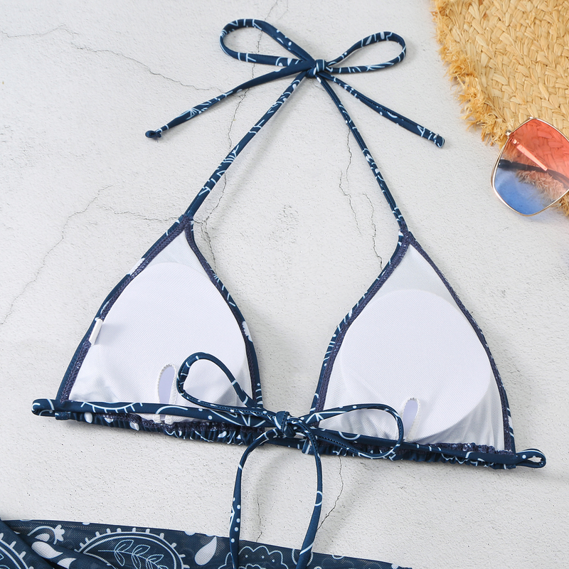 Meerkleurige driehoekige gaasrok voor dames, driepuntsbikini die meisjes moeten hebben_voghion.com