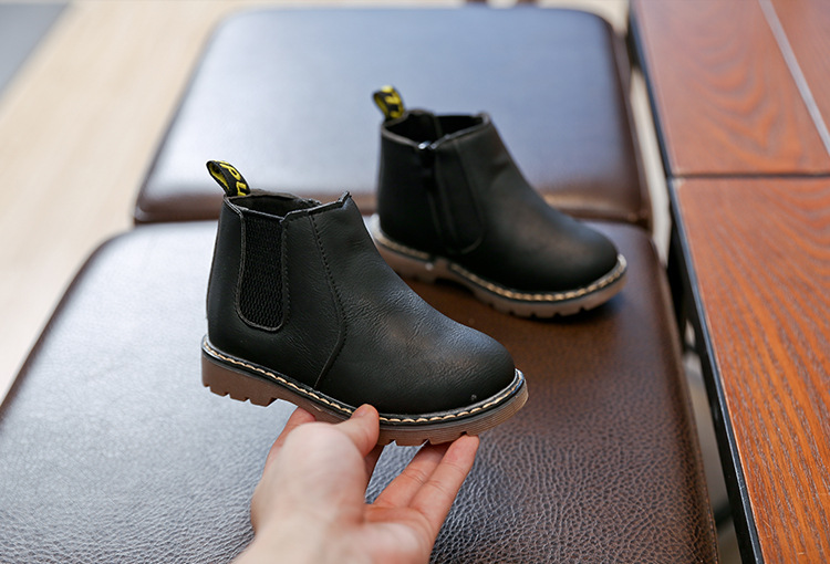 Chaussures en cuir pour garçons et filles, bottes courtes simples, Martin, Style britannique, nouvelle collection printemps et automne 2023_voghion.com