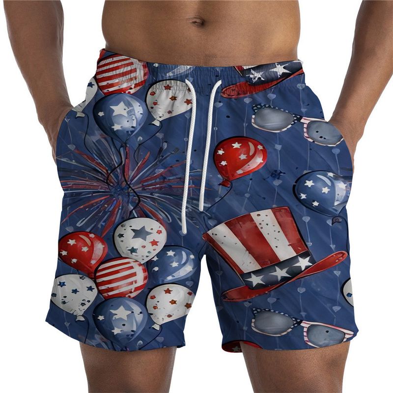 Unbeatable Quality Summer Men's Shorts For Independence Day In The United States; Victory Day&National Flag Statue Of Liberty Eagle 3D_voghion.com