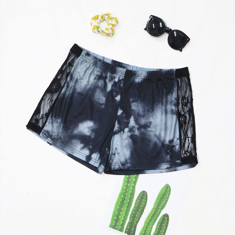 pantaloni corti sexy taglie forti in pizzo trasparente patchwork casual pantaloncini tuta_voghion.com