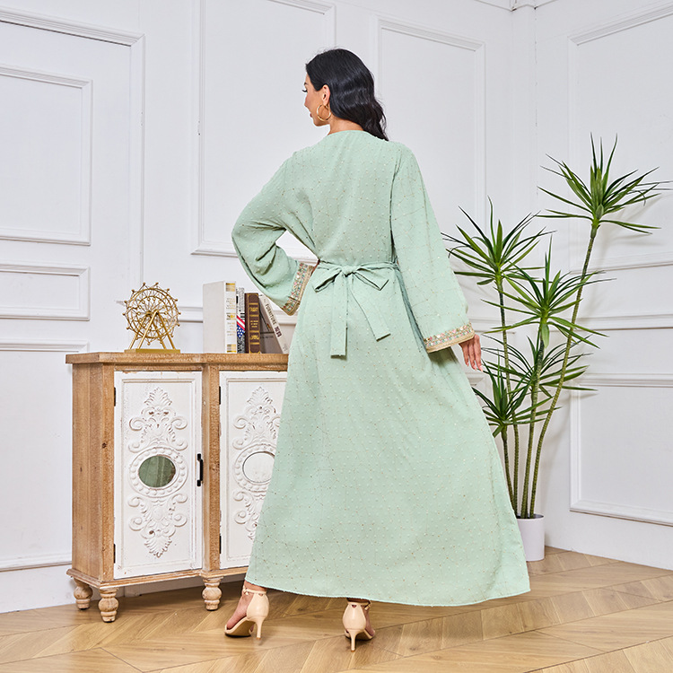 Vrouwen Midden-Oosterse Marokkaanse nieuwe moslim abaya geborduurde stijlvolle comfortabele jurk abaya_voghion.com