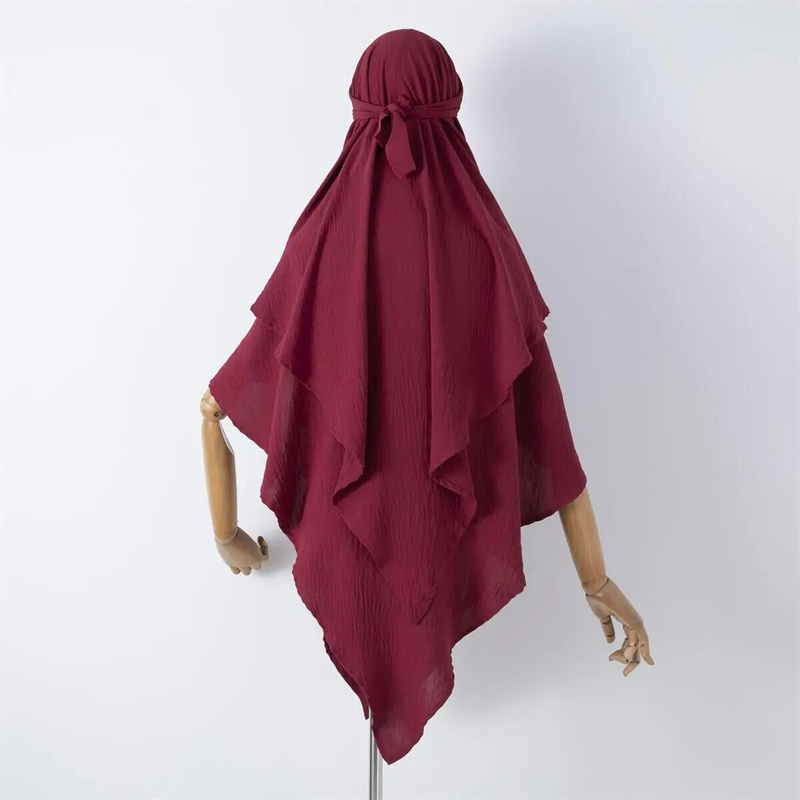 1 buc Ice Silk dublu strat Paryer Hijab respirabil islamic Dubai stil lung instant eșarfă, potrivit pentru festivaluri și rugăciuni_voghion.com