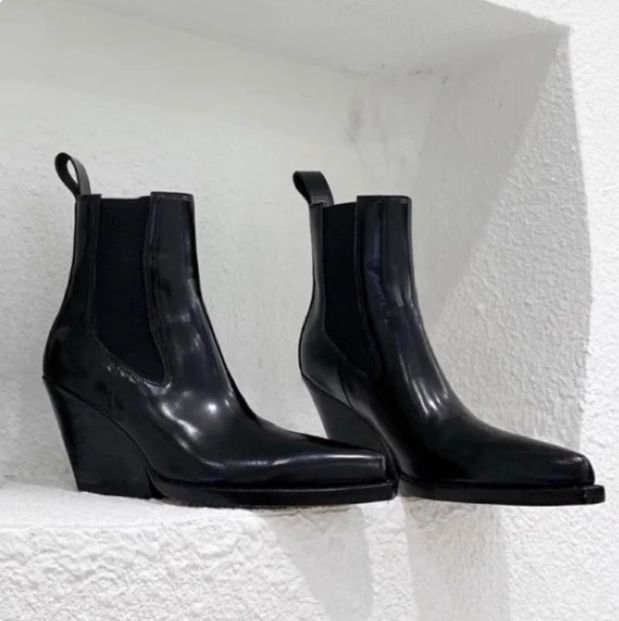 Pointed Toe Short Boots For Women, Wedge Matching With Jeans, Elastic Strap Martin Boots, Height Increasing_voghion.com