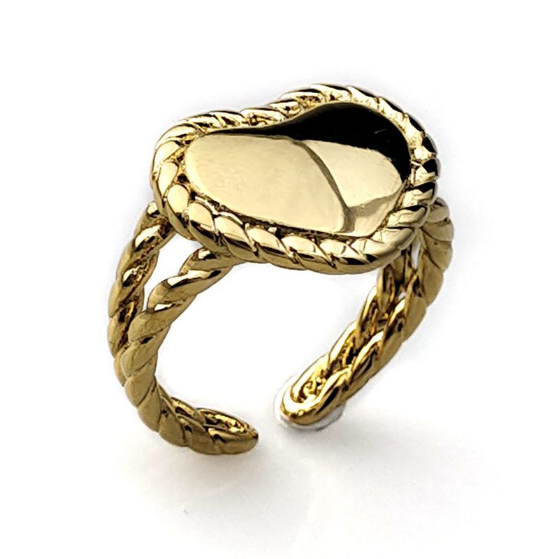 Modischer Retro-Ring aus Edelstahl mit herzförmiger Öffnung, verstellbar, für Herren und Damen, Valentinstag, Urlaubsschmuck_voghion.com