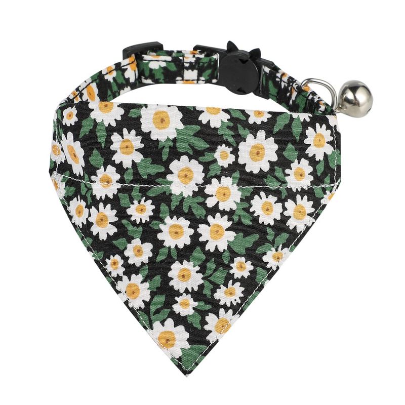 Collare per gatti con fiocco floreale in cotone per animali domestici_voghion.com