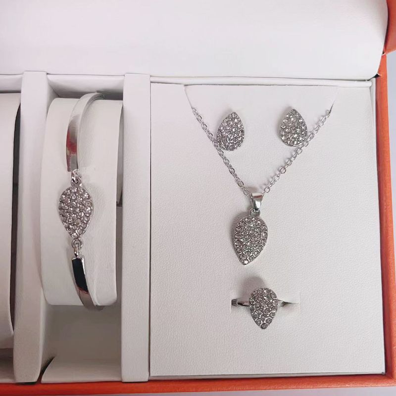 Bohemian full diamond teardrop necklace, earrings, bracelet sets, watch accessories_voghion.com