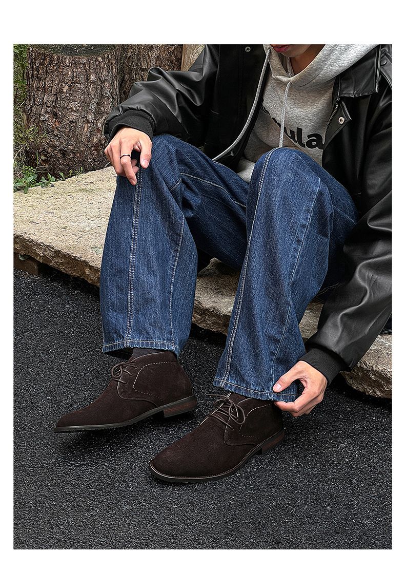 Wind wasserdichte Wildleder-Kurzstiefel mittlere Hilfe Retro Herrenstiefel Martin Boots_voghion.com