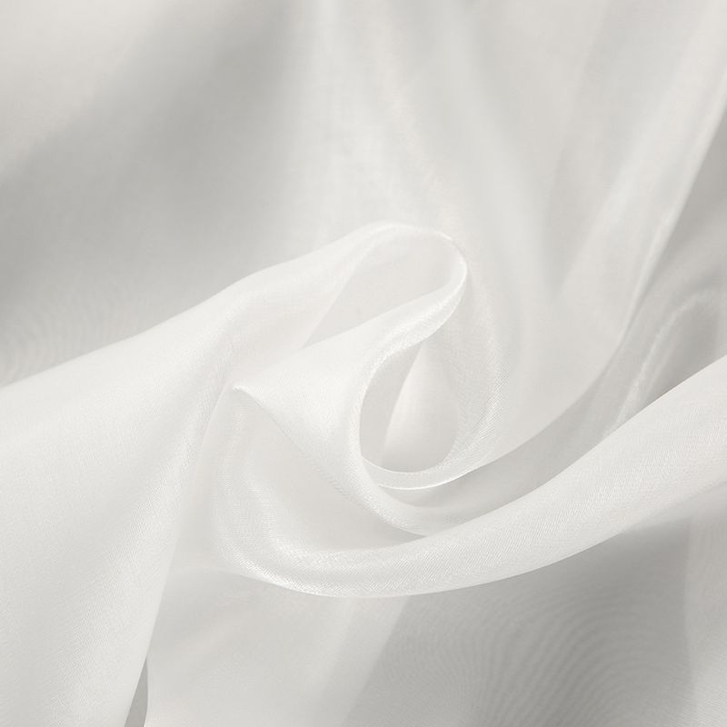 Camicetta in chiffon bianco trasparente con bordo in pizzo floreale e orlo a peplo - Top sexy da ufficio e da sera per donna, primavera/estate_voghion.com