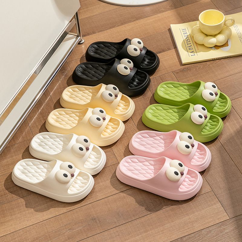 Ciabatte da donna con simpatici cartoni animati, suola morbida antiscivolo, da indossare sia all'interno che all'esterno, per uomo, divertenti, con grandi occhi, pantofole fresche._voghion.com