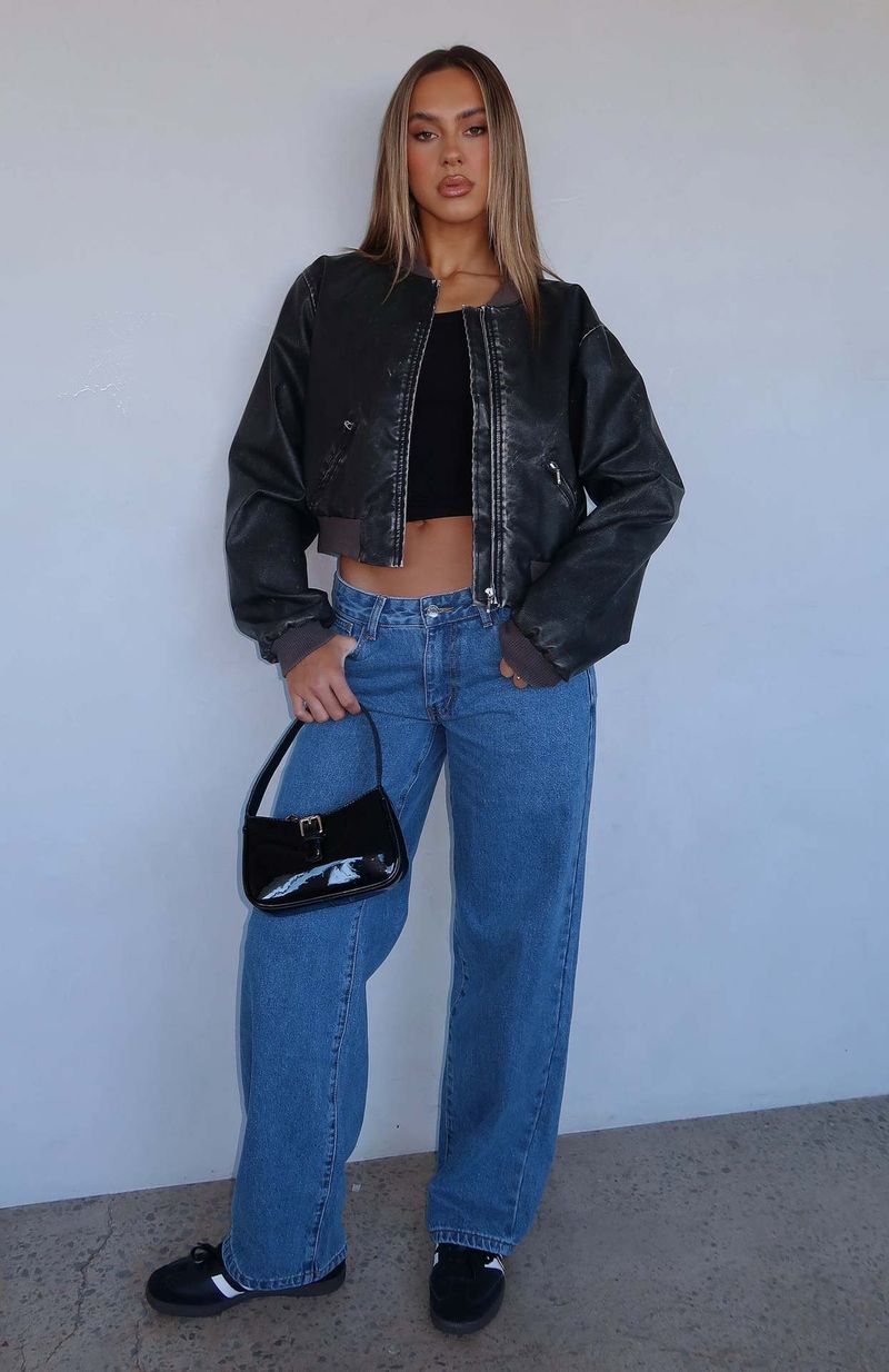 Pantaloni in denim dritti non elasticizzati con vita alta per donna_voghion.com