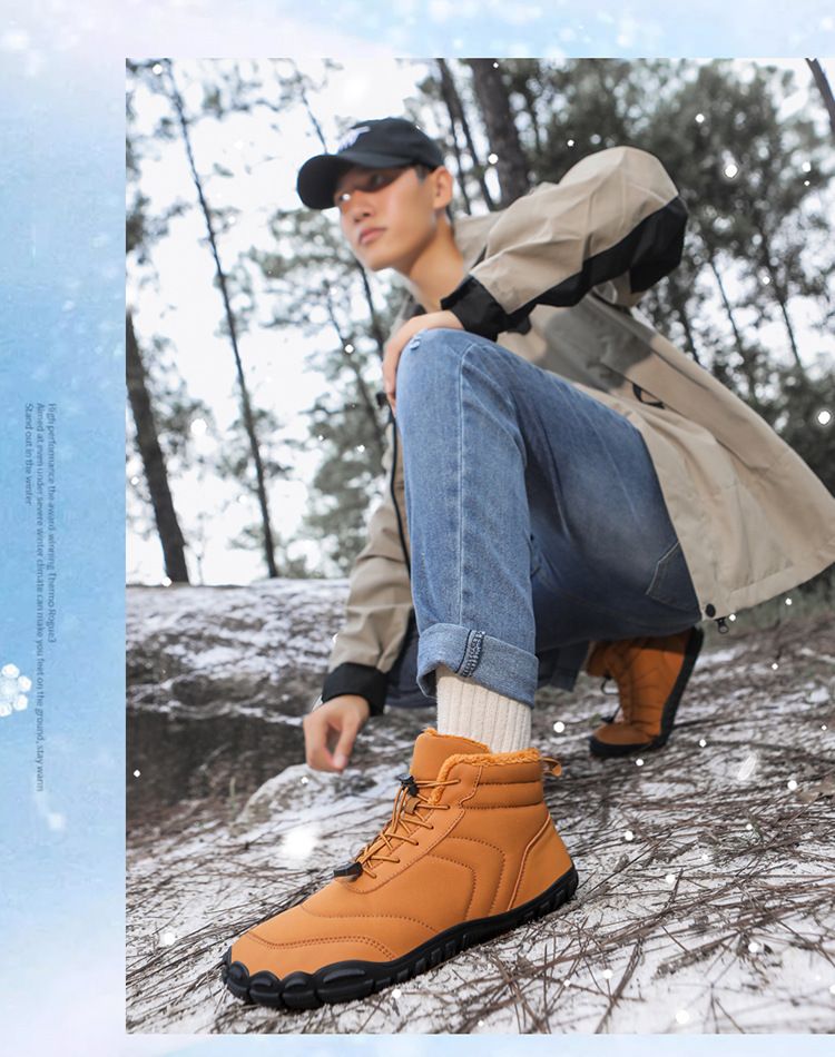 HerrenschuheWinter-Fünf-Finger-Baumwollschuhe für Männer und Frauen Hohe Schneestiefel Plus Samtverdickte Warme Rutschfeste Wasserabweisende Wanderschuhe_voghion.com