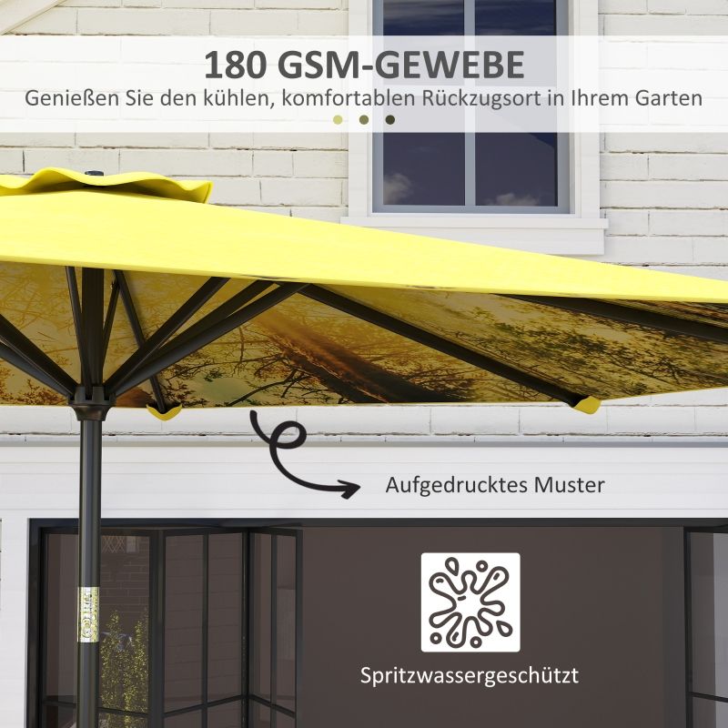 Sonnenschirm Ø300 Cm, Mit Handkurbel, Achteckig, Gelb_voghion.com
