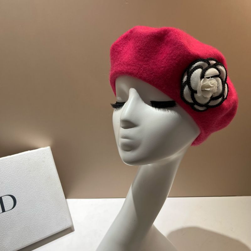 Berretto in lana per adulti, stile francese, piccolo, profumato, stile camelia, artista, moda, semplice, versatile, cappello ottagonale_voghion.com