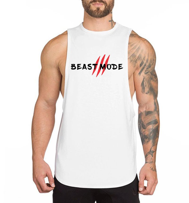 Muscle Brothers Sports Sleeveless Loose Fitness Running Breathable Training English Cotton Vest_voghion.com