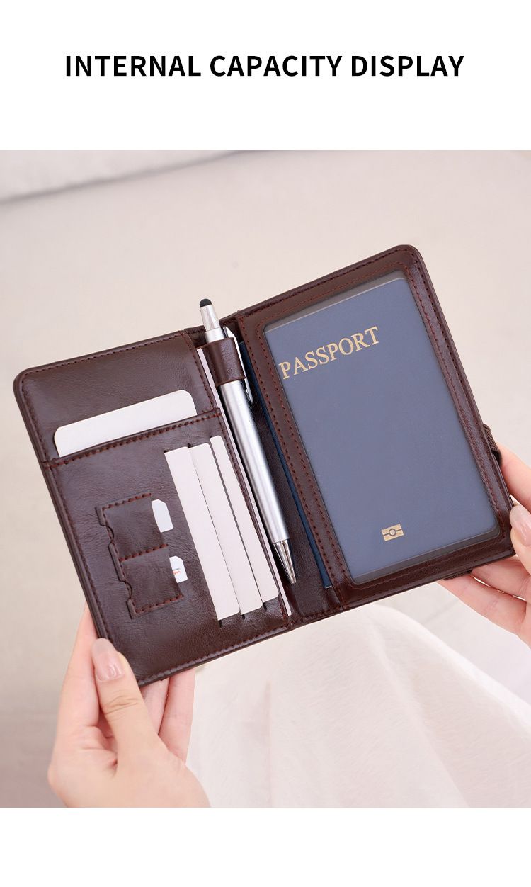 Portafoglio da viaggio sottile e leggero con protezione RFID, portapassaporto di lusso con protezione antifurto, più slot per carte e pelle PU resistente all'acqua_voghion.com