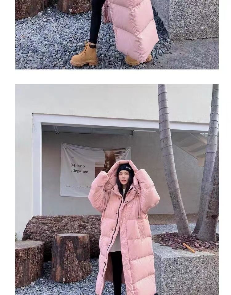 Women's Oversized Hooded Long Puffer Coat Winter Warm Thick Down Alternative Jacket With Pockets (Pink, Black, Khaki, Beige)_voghion.com