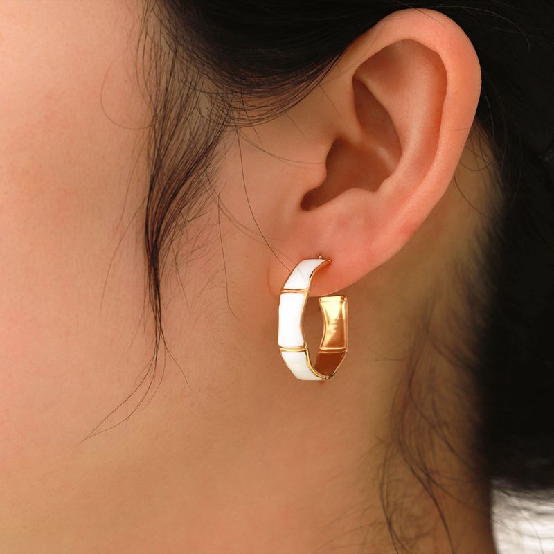 Orecchini a goccia a forma di C in acciaio inossidabile con sezione in bambù dorato, alla moda e di alta qualità, INS_voghion.com