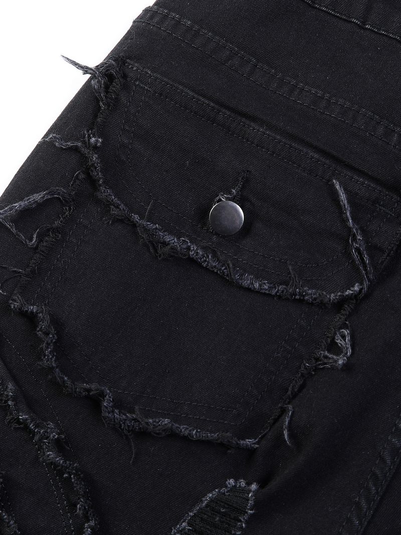 Abbigliamento Uomo Jeans elasticizzati con nappe svasate strappate da uomo, nuovo stile_voghion.com