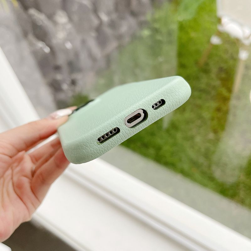 Gælder for iphone14 simpelt beskyttende etui 12 litchi mønster 13ProMax creative ins vind telefon cover_voghion.com