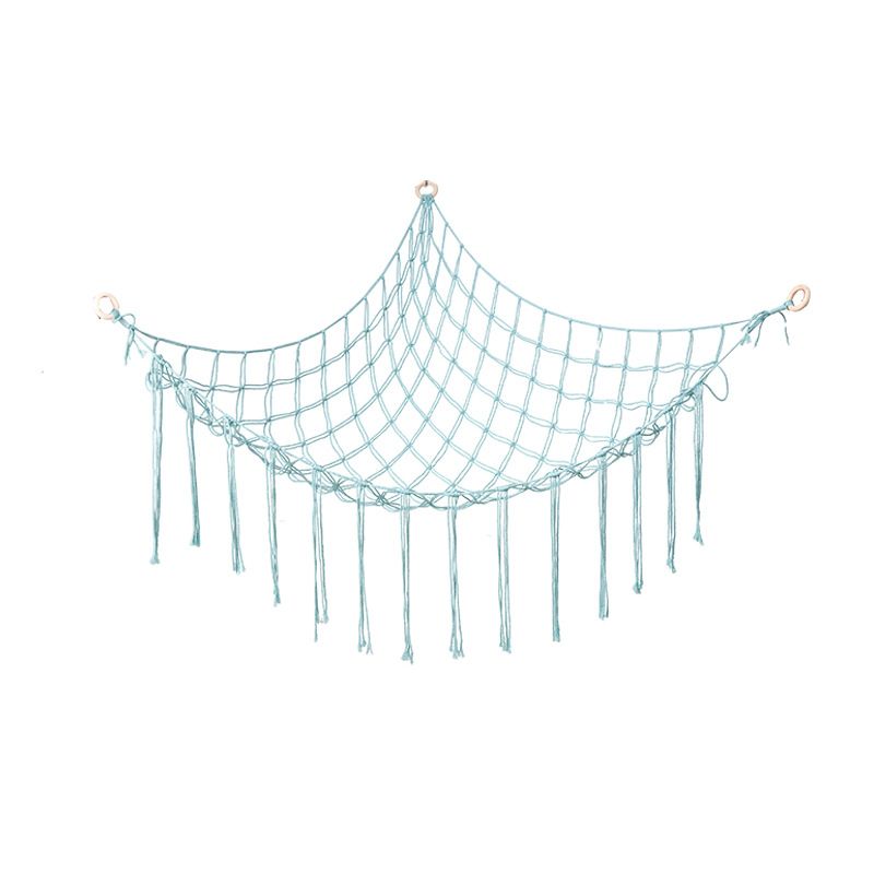 Hand-woven Children's Room Corner Hammock Bedroom Decoration Triangle Plush Toy Storage Net_voghion.com