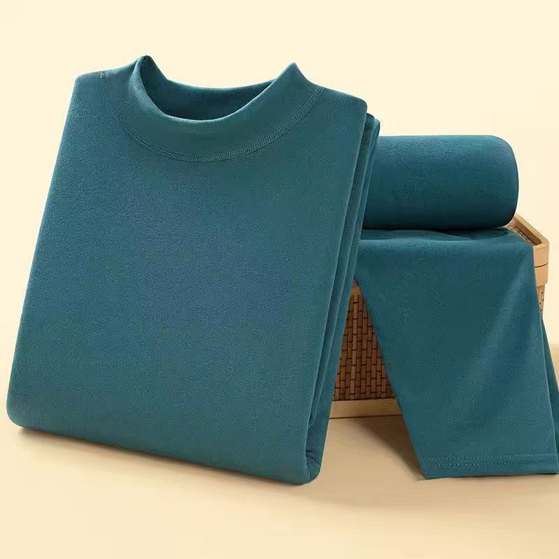 Conjunto de ropa interior térmica De Rong para hombre nuevo 2024, ropa resistente al calor de cuello medio, pantalones cortos de otoño con terciopelo antibacteriano_voghion.com